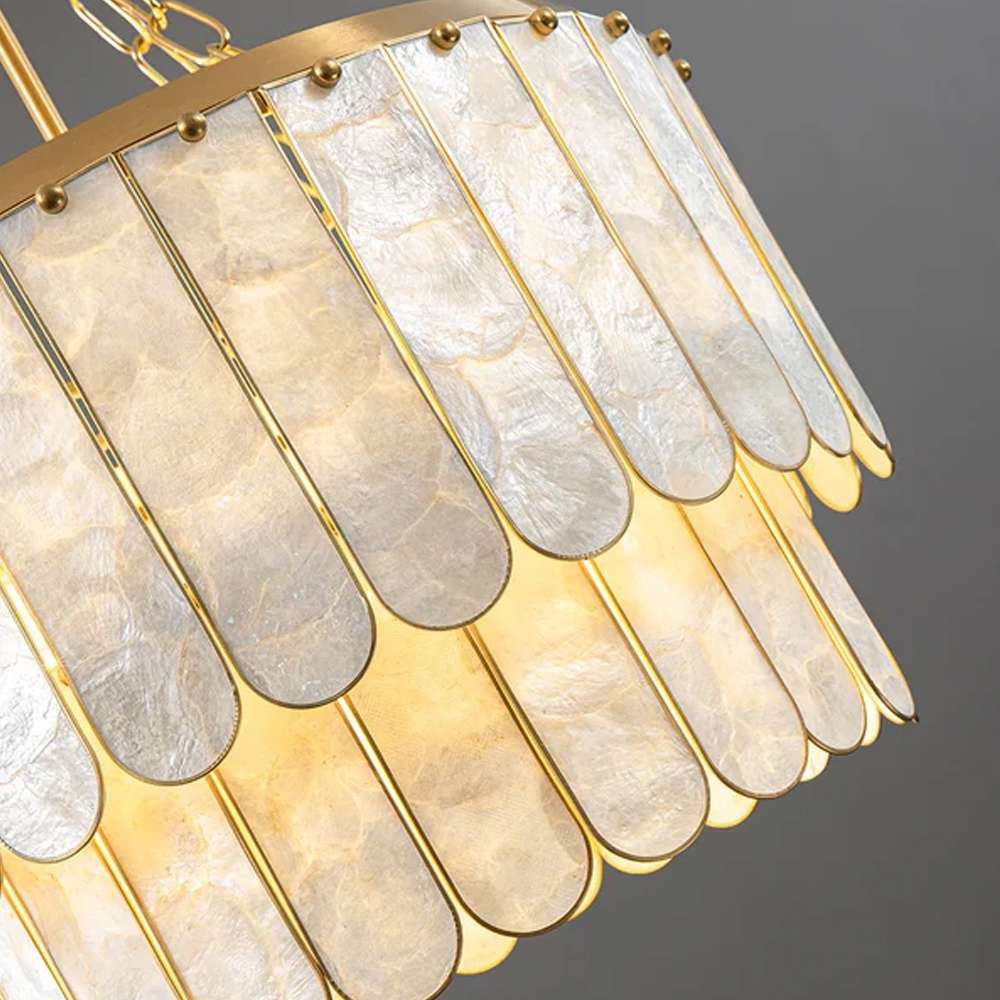 Madelyn Modern 5-Light Round Faceted Capiz Chandelier - view 6