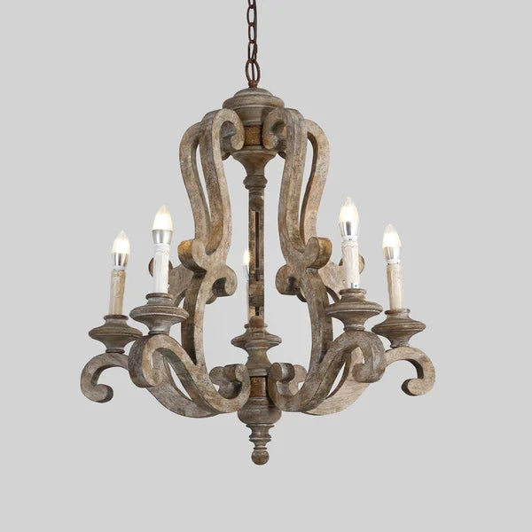 Rustic Distressed 5-Light 26 4/5" Dia Brown Chandelier Candle - view 1