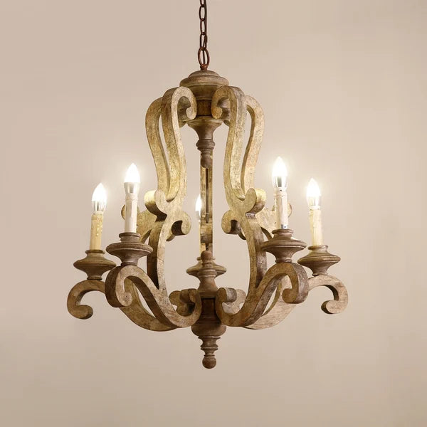 Rustic Distressed 5-Light 26 4/5" Dia Brown Chandelier Candle - view 2
