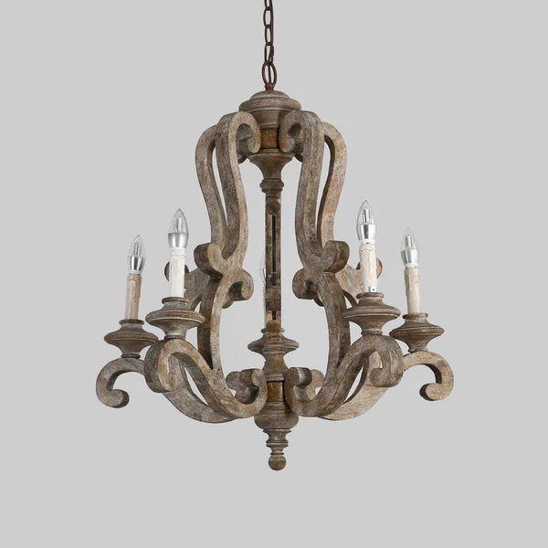 Rustic Distressed 5-Light 26 4/5" Dia Brown Chandelier Candle - view 3
