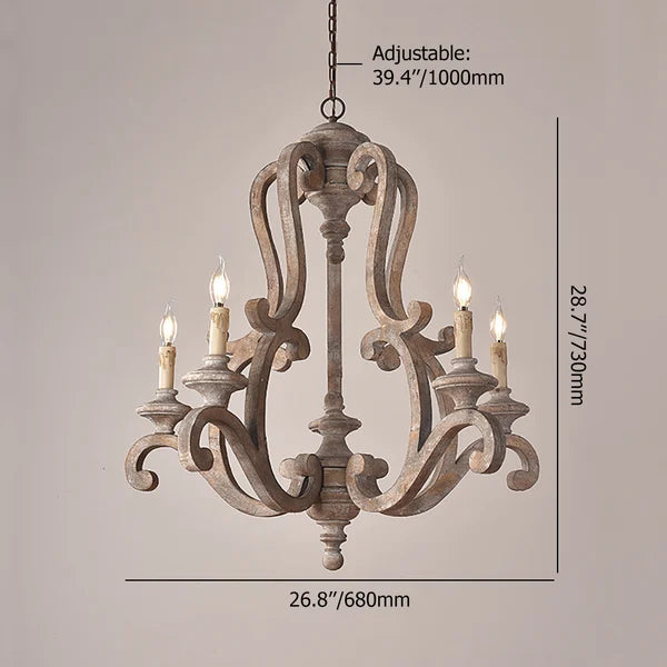 Rustic Distressed 5-Light 26 4/5" Dia Brown Chandelier Candle - view 6