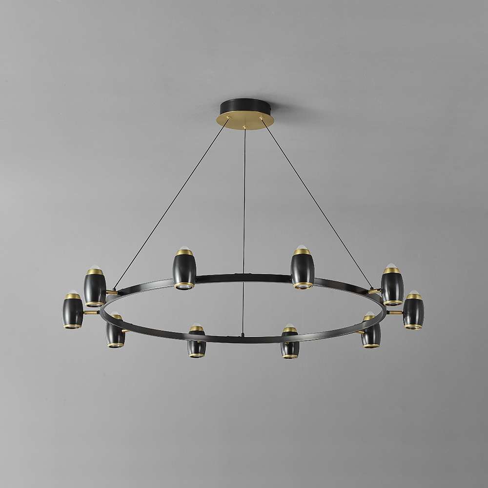 Integrated LED Modern 40 3/5" Dia Black Round Chandelier - view 2