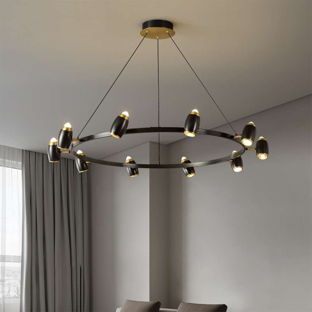 Integrated LED Modern 40 3/5" Dia Black Round Chandelier - view 3