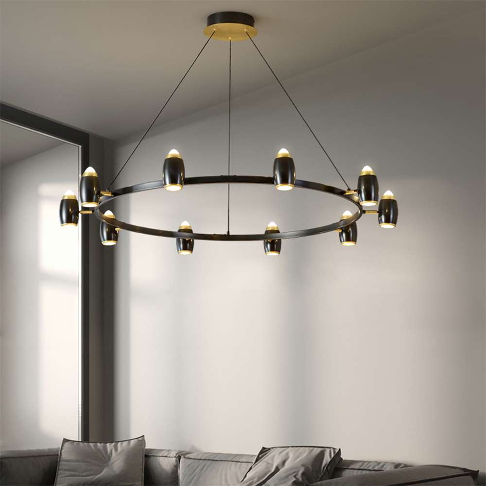 Integrated LED Modern 40 3/5" Dia Black Round Chandelier - view 4