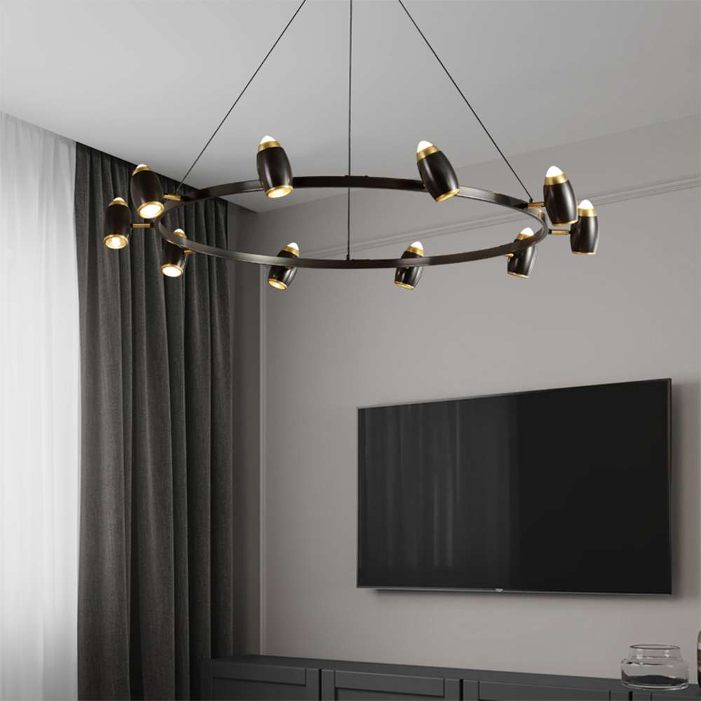 Integrated LED Modern 40 3/5" Dia Black Round Chandelier - view 5