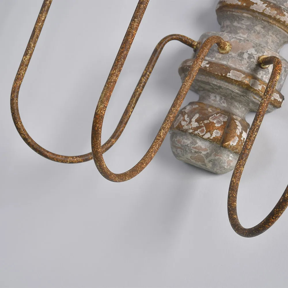 French Vintage Warm White 3-Light Wood Candle Wall Sconces - view 7