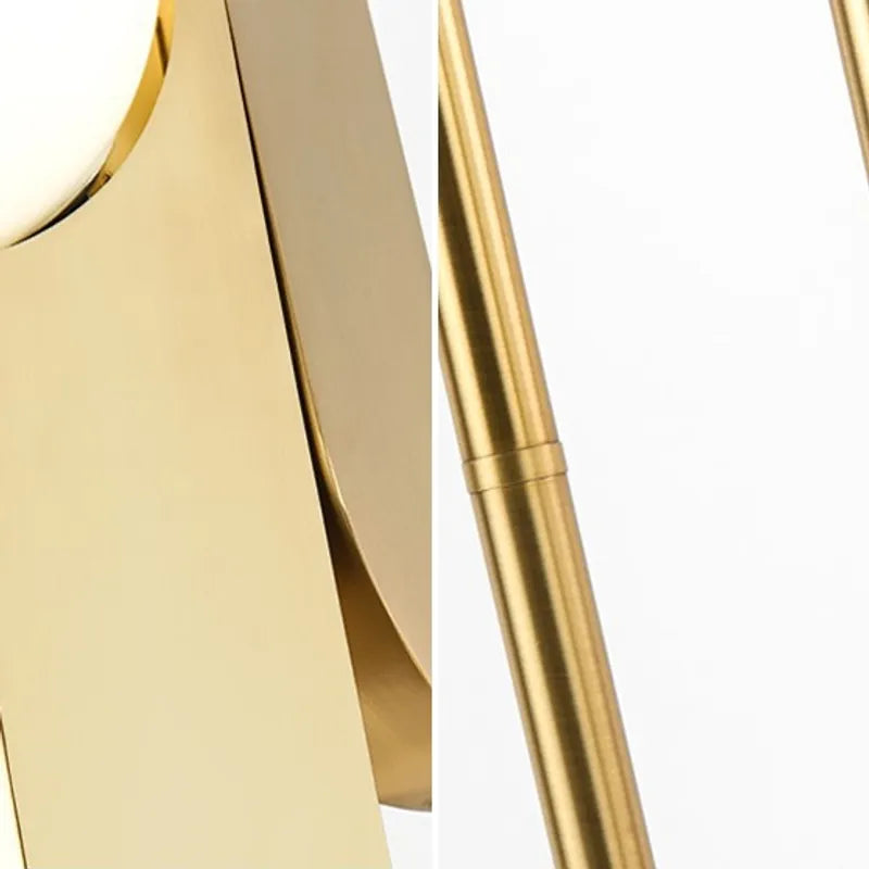 Modern Gold And Opal Glass 2-Light Torchiere Floor Lamp - view 5
