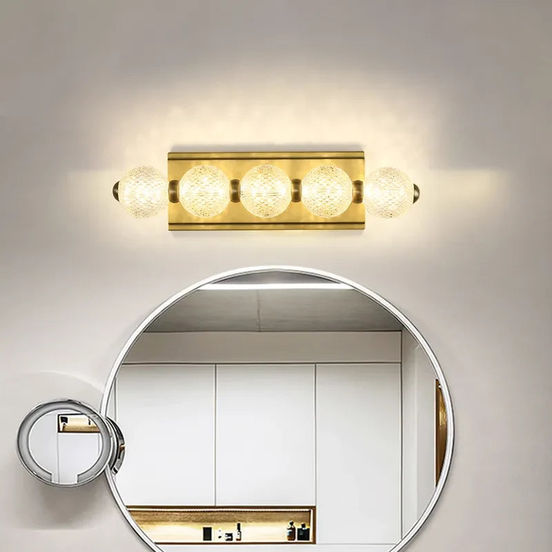 Clear Globe Acrylic 5-Light Gold Modern Vanity Lighting - view 1