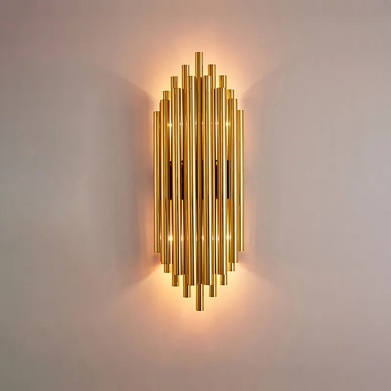 Glam Fluted Gold 2-Light Flush Mount Wall Lighting - view 1