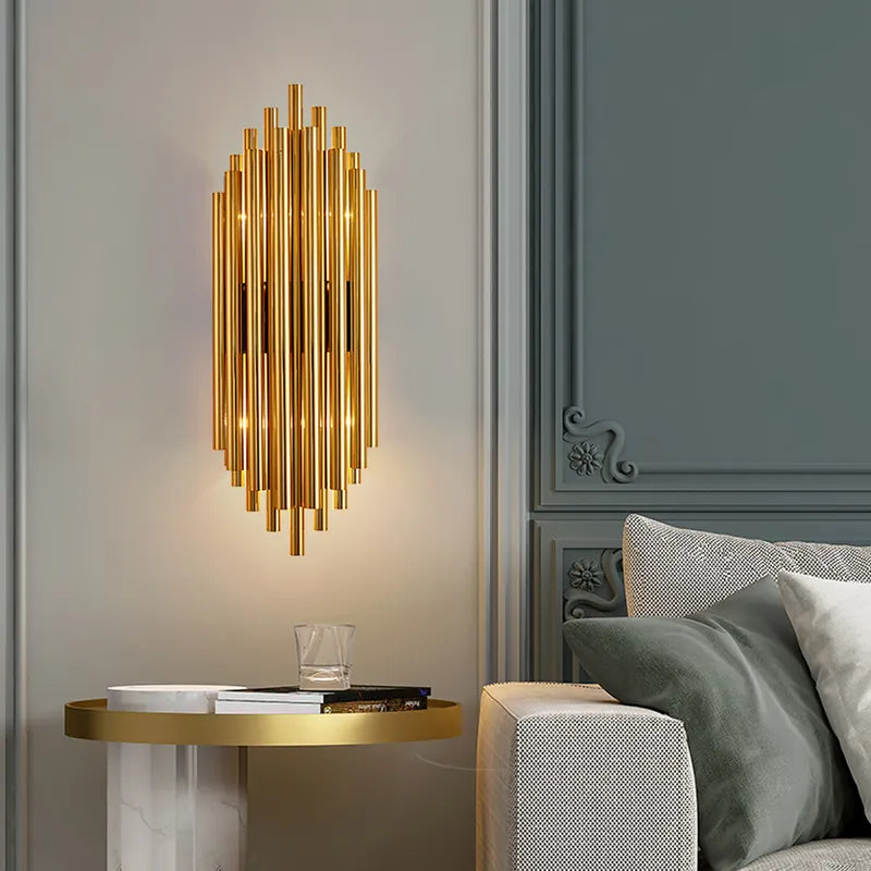 Glam Fluted Gold 2-Light Flush Mount Wall Lighting - view 2