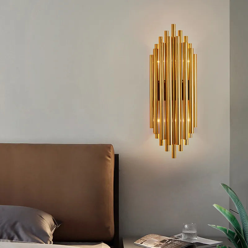 Glam Fluted Gold 2-Light Flush Mount Wall Lighting - view 3