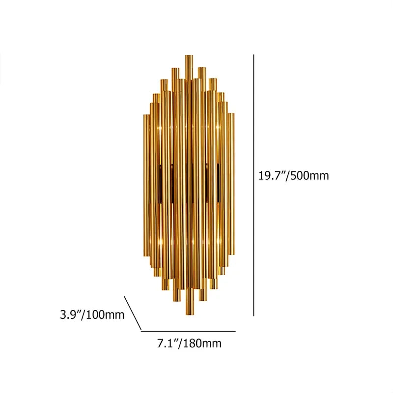 Glam Fluted Gold 2-Light Flush Mount Wall Lighting - view 5