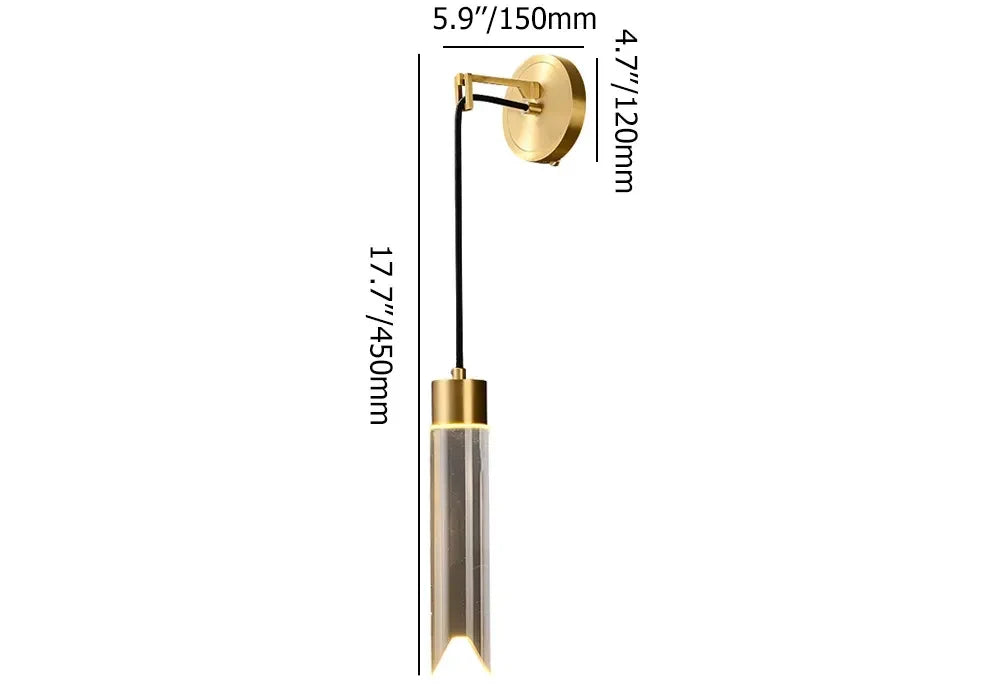 Brass Clear Crystal Shade Cylinder Modern Wall Lighting - view 5