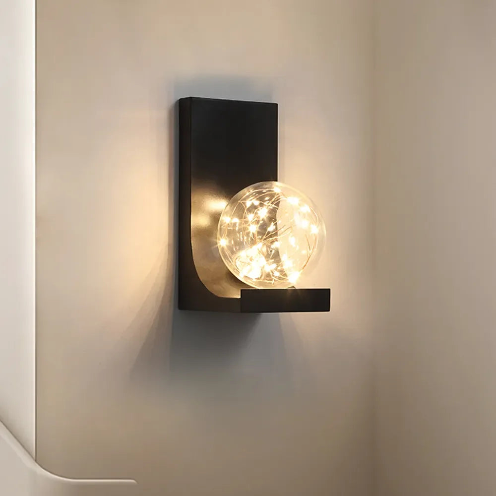 Black LED Flush Mount Clear Goble Glass Modern Wall Sconces - view 1