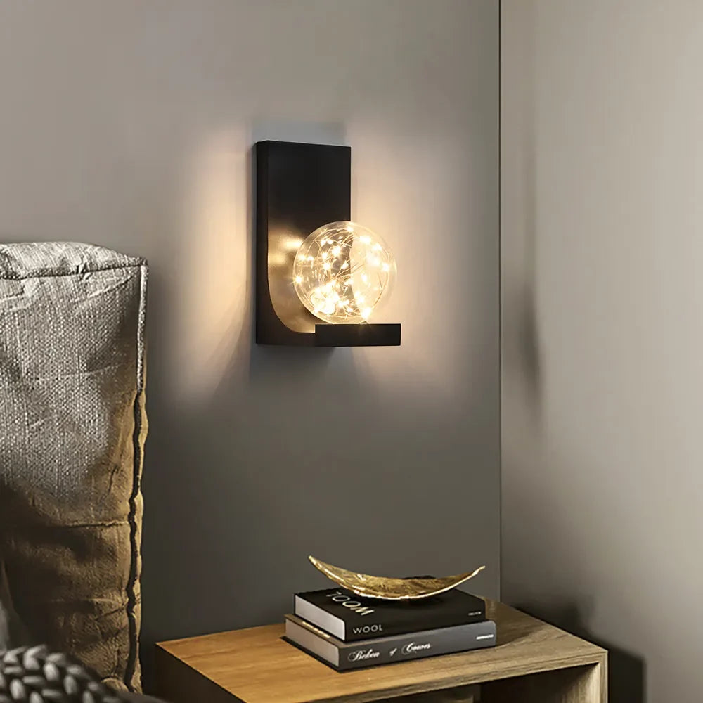 Black LED Flush Mount Clear Goble Glass Modern Wall Sconces - view 2
