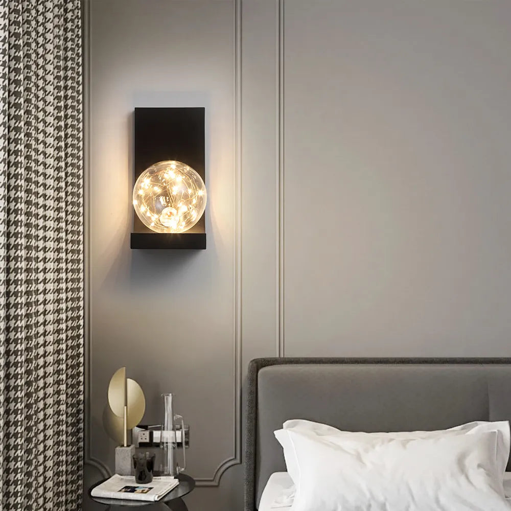 Black LED Flush Mount Clear Goble Glass Modern Wall Sconces - view 3