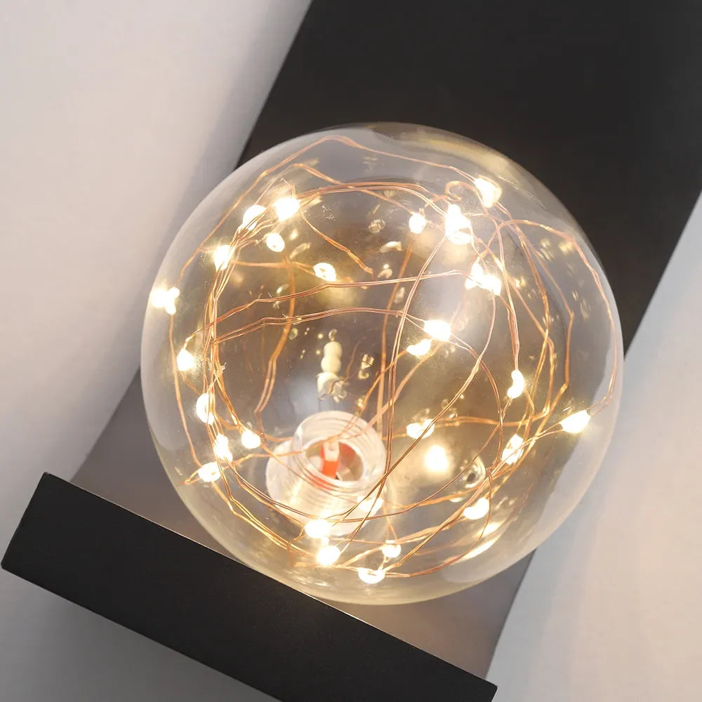 Black LED Flush Mount Clear Goble Glass Modern Wall Sconces - view 4