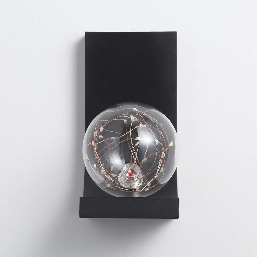 Black LED Flush Mount Clear Goble Glass Modern Wall Sconces - view 5