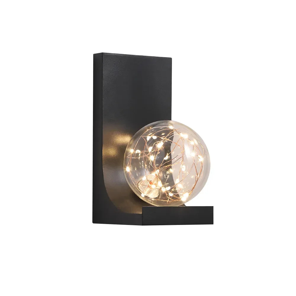 Black LED Flush Mount Clear Goble Glass Modern Wall Sconces - view 6