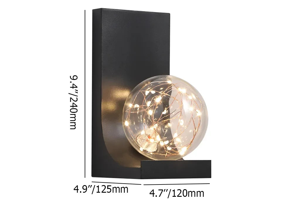 Black LED Flush Mount Clear Goble Glass Modern Wall Sconces - view 7