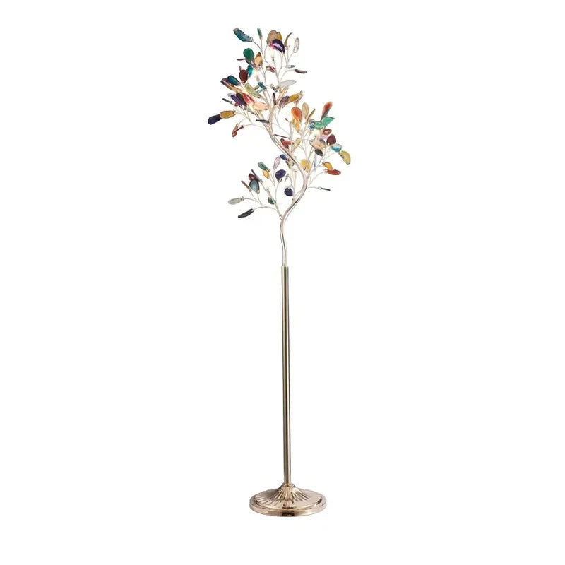 Stunning Gold Art Deco Color Agate Tree Floor Lamp - view 7