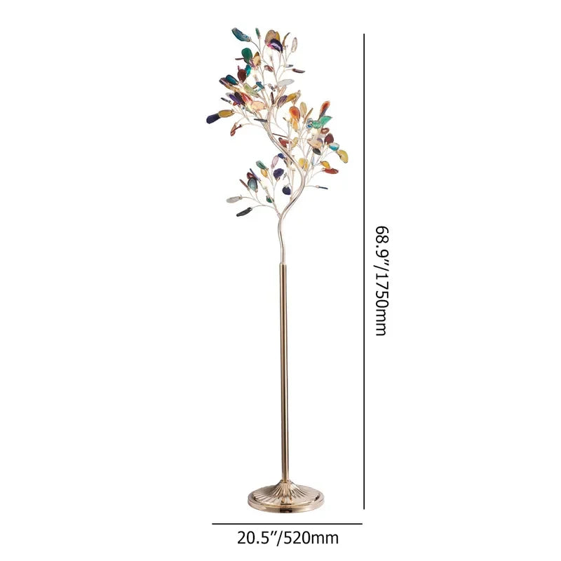 Stunning Gold Art Deco Color Agate Tree Floor Lamp - view 8