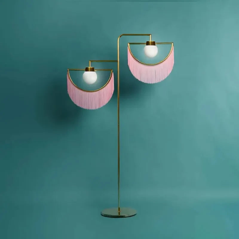 Pink Wink Gold 2-Light Opal Glass Shade Boho Floor Lamp - view 3