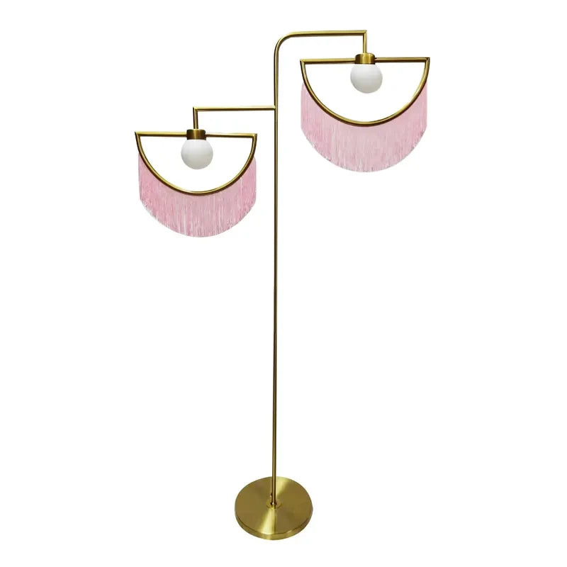 Pink Wink Gold 2-Light Opal Glass Shade Boho Floor Lamp - view 5