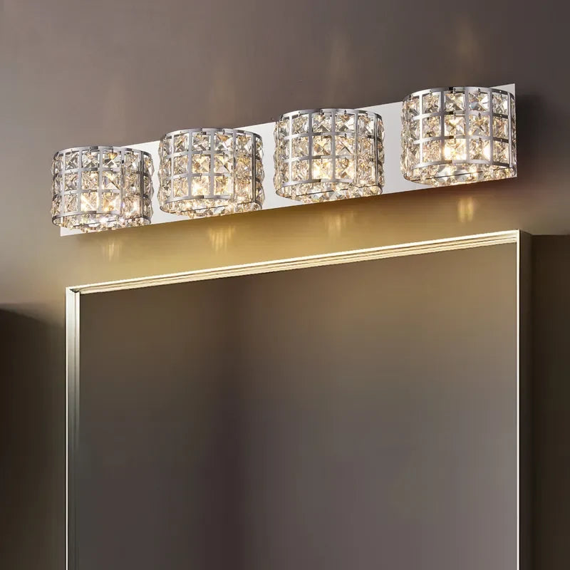 Clear Crystals Modern Bathroom Wall Sconces Chrome - view 1