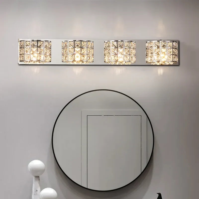 Clear Crystals Modern Bathroom Wall Sconces Chrome - view 2