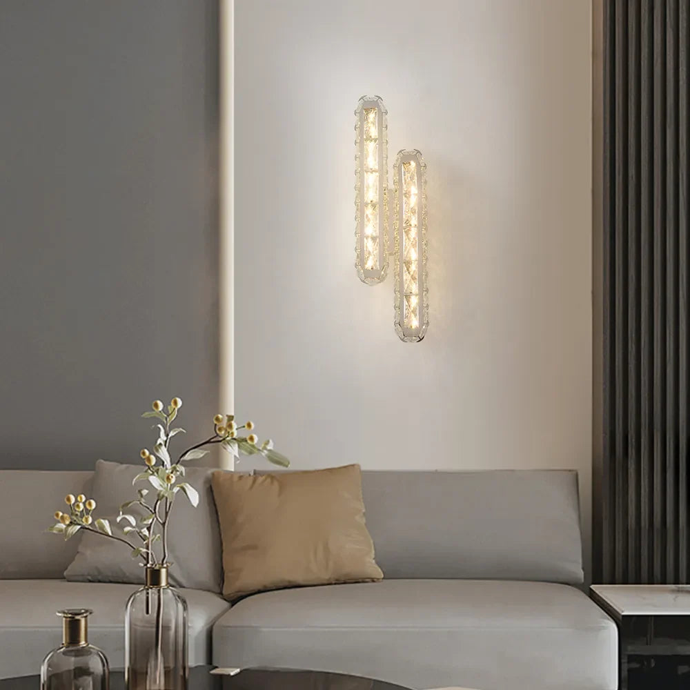 Glam Crystal Shade 2-Light Chrome LED Bedroom Wall Sconces - view 4
