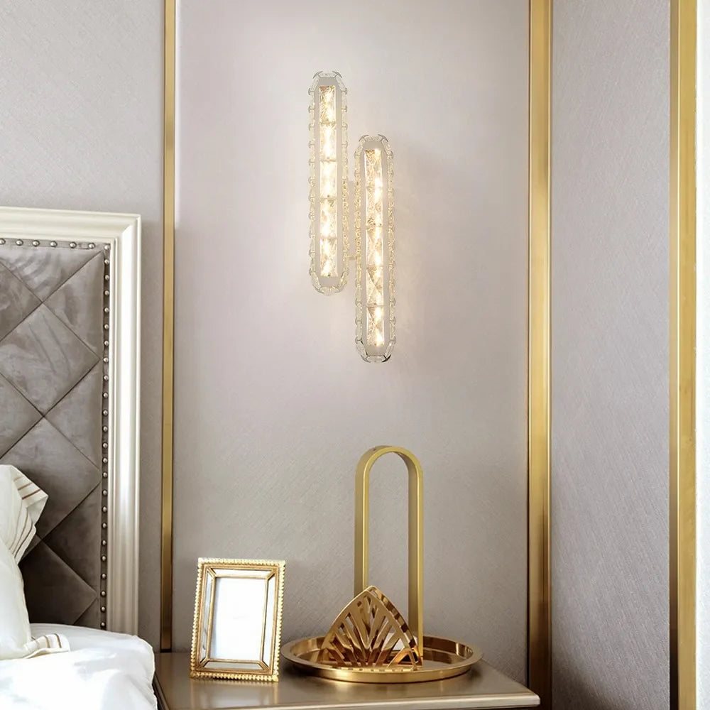 Glam Crystal Shade 2-Light Chrome LED Bedroom Wall Sconces - view 5