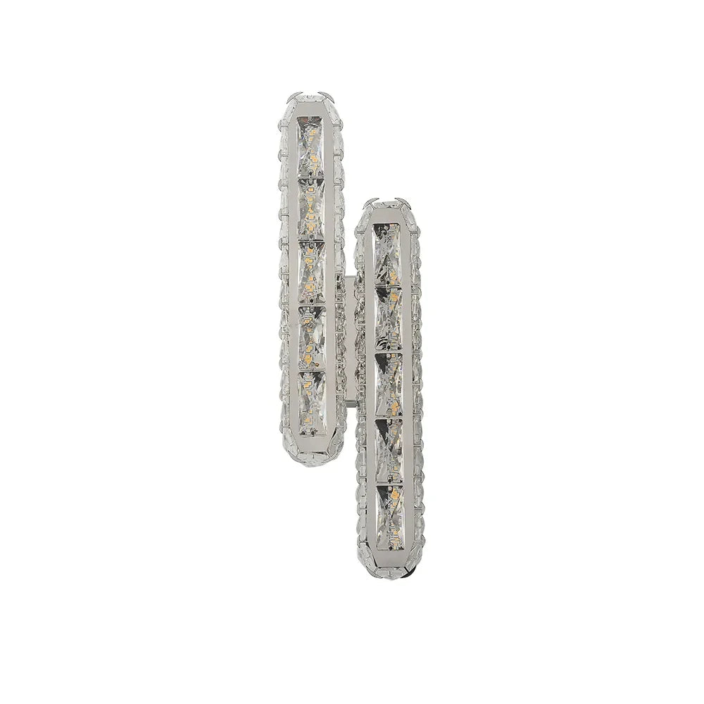 Glam Crystal Shade 2-Light Chrome LED Bedroom Wall Sconces - view 7