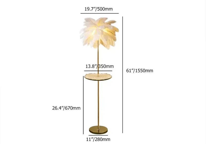 Josephine Feather Rose Gold Metal Art Deco Floor Lamp - view 16