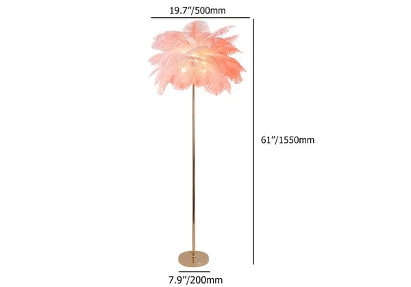 Josephine Feather Rose Gold Metal Art Deco Floor Lamp - view 18