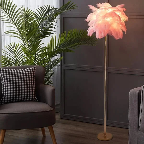 Josephine Feather Rose Gold Metal Art Deco Floor Lamp - view 2