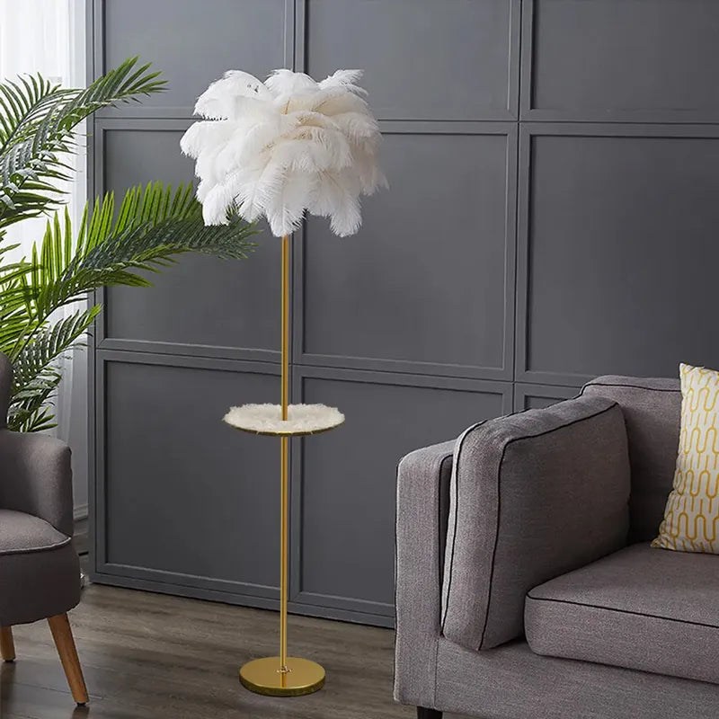 Josephine Feather Rose Gold Metal Art Deco Floor Lamp - view 3