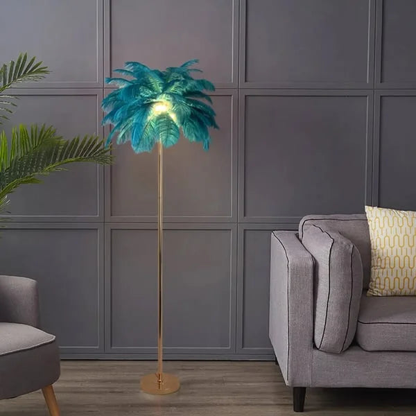 Josephine Feather Rose Gold Metal Art Deco Floor Lamp - view 5