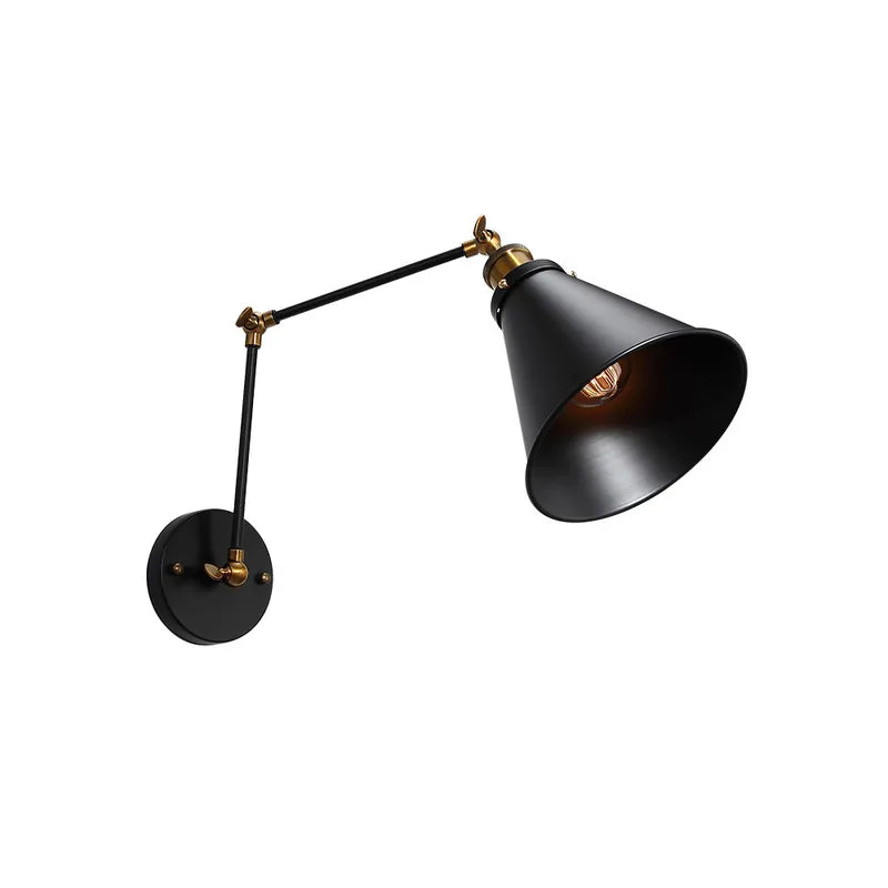 Retro Black Double Swing Arm Metal Bell Wall Lighting - view 10