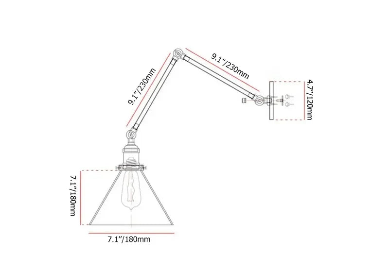 Retro Black Double Swing Arm Metal Bell Wall Lighting - view 11