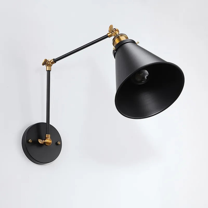 Retro Black Double Swing Arm Metal Bell Wall Lighting - view 3