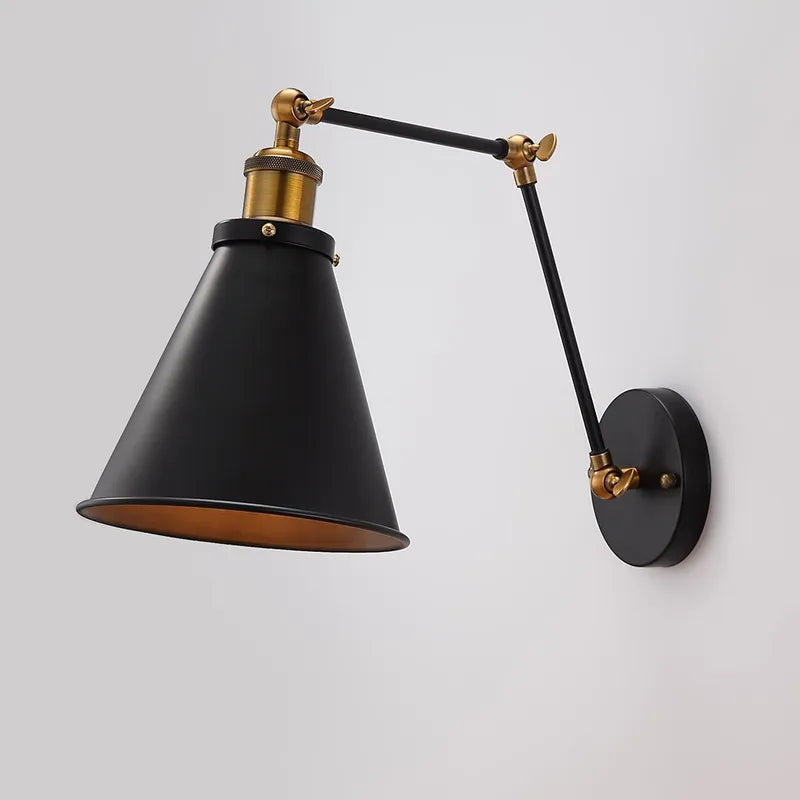 Retro Black Double Swing Arm Metal Bell Wall Lighting - view 4