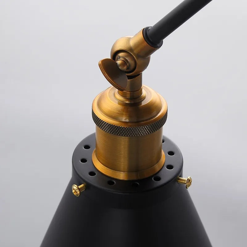Retro Black Double Swing Arm Metal Bell Wall Lighting - view 9