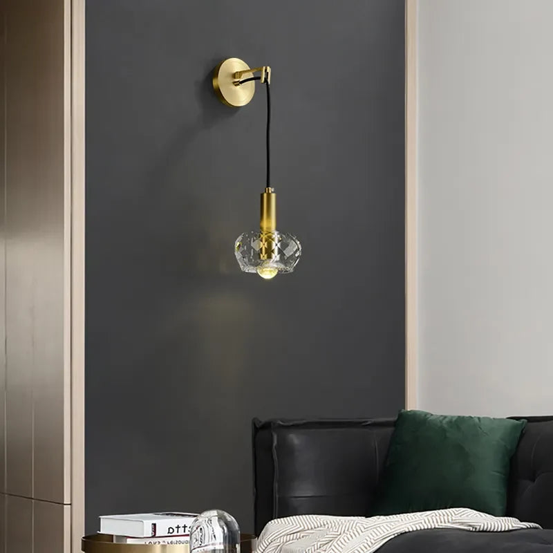Minimalist Gold And Clear Circle Crystal Room Lighting - view 2