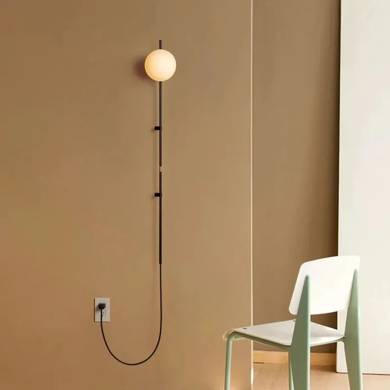 Alba Modern White Globe Glass Shade Wall Sconce Plug in - view 2