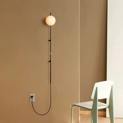 Alba Modern White Globe Glass Shade Wall Sconce Plug in - view 2