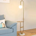 Modern Opal Goble Glass Gold Arc Floor Lamp With Marble Base - view 1