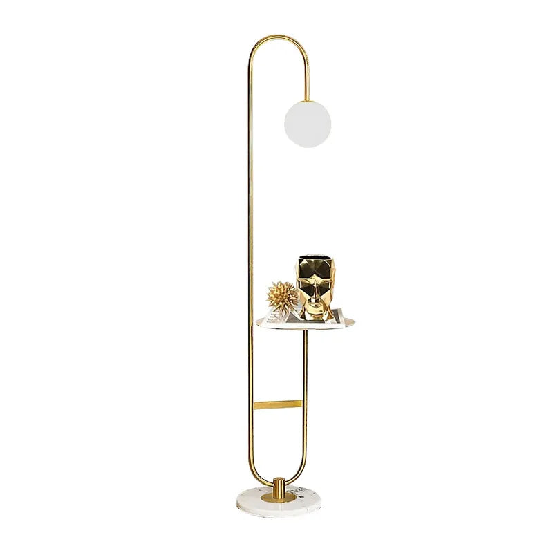 Modern Opal Goble Glass Gold Arc Floor Lamp With Marble Base - view 6