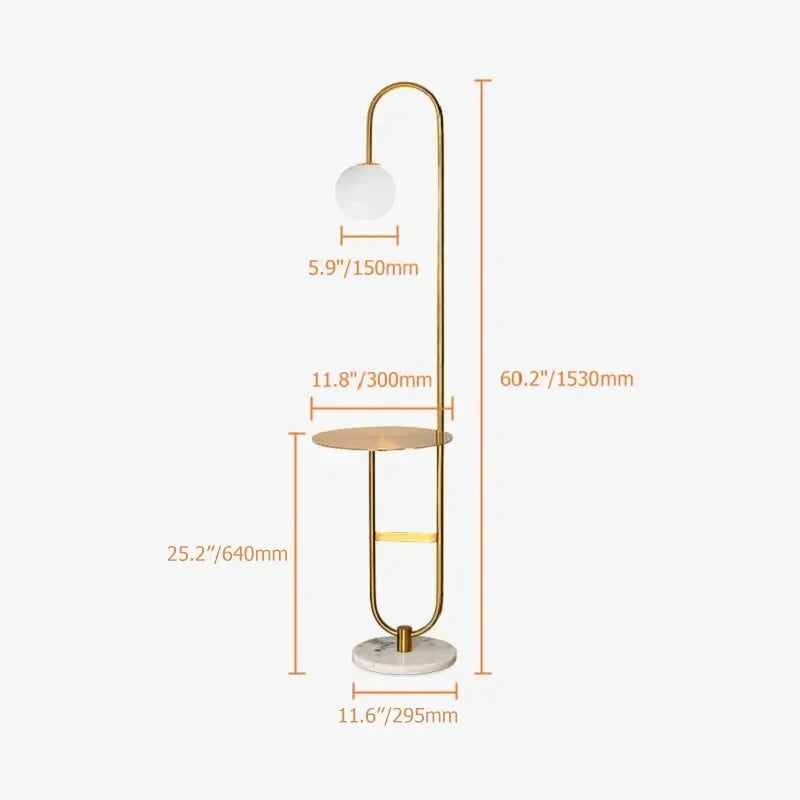 Modern Opal Goble Glass Gold Arc Floor Lamp With Marble Base - view 7