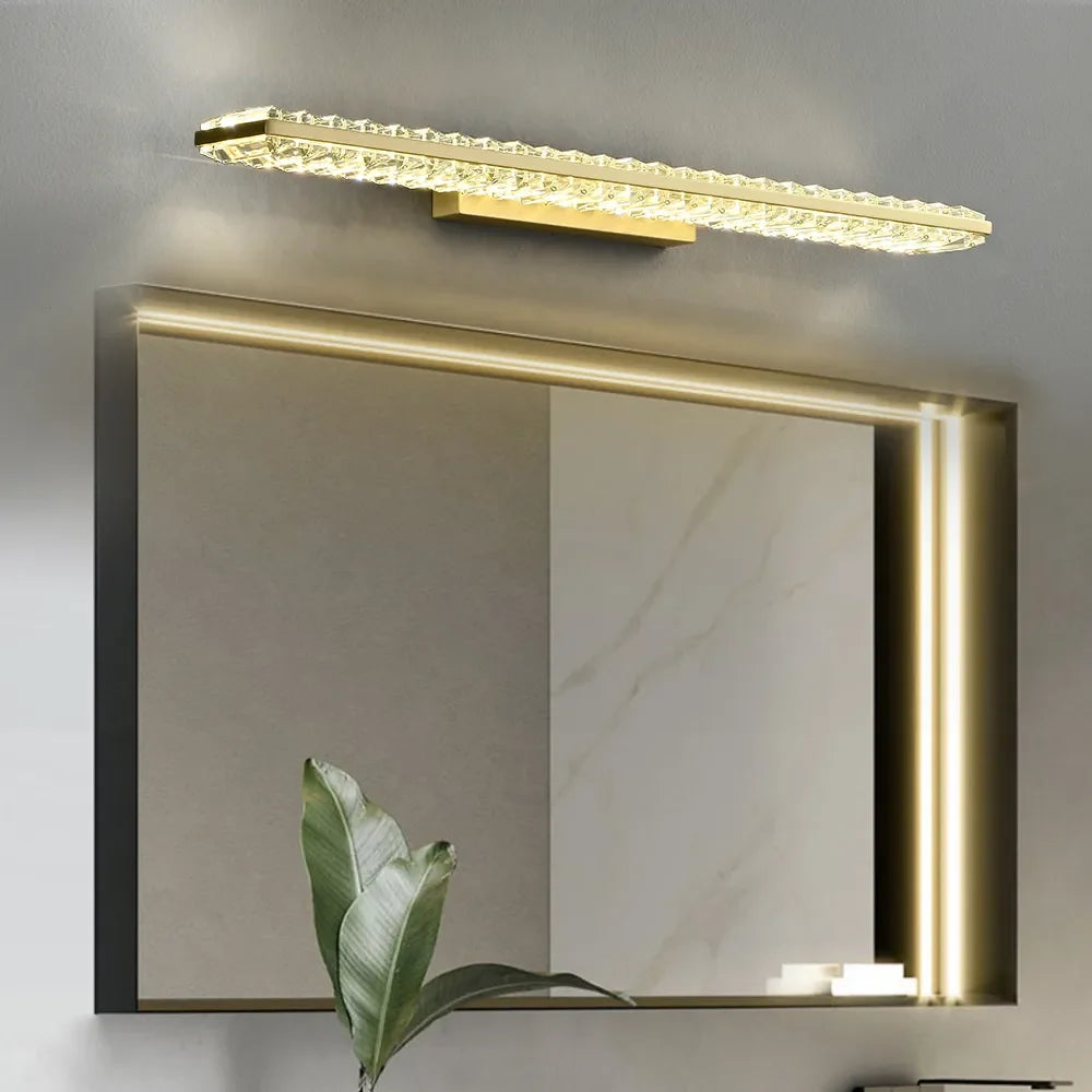 Glam Gold Metal & Crystal LED Bathroom Wall Sconces - view 2